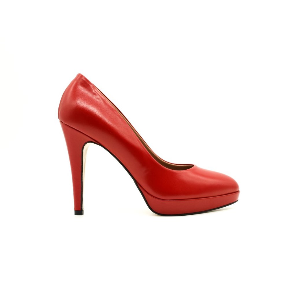 Red Nappa Leather Platform Heels Made In Italy